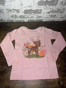NWT! PJ Place Long Sleeve Graphic Tee Shirt - Pink - Deer + Squirrel Animal - 5T - Picture 1 of 6