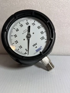 Wika 52881058 632.34 Pressure Gauge 0-100mbar 4-1/2” Face 1/2” NPT - Picture 1 of 5