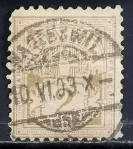 Schweiz 1882 ovale Steuerrückseite, gebraucht Helvetia-Gross. - Bild 1 von 4