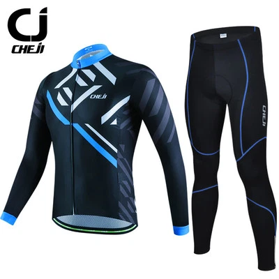 CHEJI Велоспорт Джерси длинным рукавом брюки комплект мужской Велоспорт одежды длинный комплект черный - Изображение 1 из 4