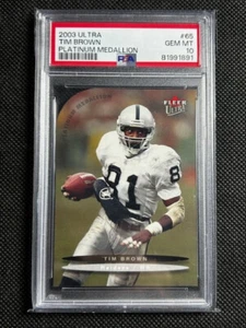 2003 Fleer Ultra Tim Brown Platinum Medallion /100 SSP Los Angeles Raiders Pop 1 - Picture 1 of 2