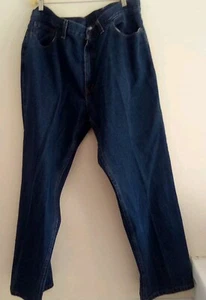 Relaxed Dark Blue Denim Fladed Glory Dark Jeans Men's Rugged Blue Jeans 42 x 30 - Picture 1 of 3