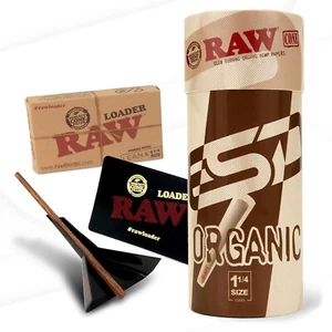 RAW 1 1/4 Cone Loader Bundle with 50 Organic 1-1/4 Size Pre Rolled Cones - Picture 1 of 4