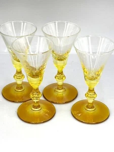 4 Vintage Libbey Forever Amber Yellow Sherry Cordial Glasses - Picture 1 of 5