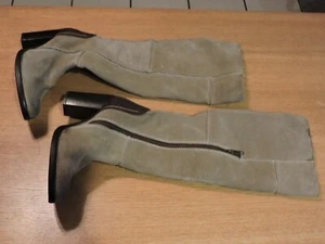 MIA TAN SUEDE LEATHER INSIDE ZIP SZ 6M DARK STACKED 3.25" HEELS NOTICE PICTURE p - Picture 1 of 6