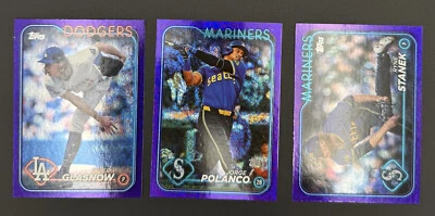 2024 Topps Baseball Update Card Lot (3) Purple Foil /799 Dodgers Mariners - Image 1 of 2