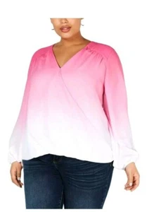 Blusa para mujer INC rosa imitación Ombre mangas obispo más 3X nueva sin etiquetas #639 - Imagen 1 de 2