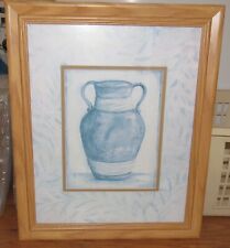 Kate Miller McRostie Blue Vase Picture Print in Wood Frame