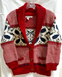 Love By Design Womens Button Up Cardigan Shawl Collar XL Red Black White - Picture 1 of 12