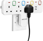 Mscien Plug Extension With Usb,Wall Socket 3 Way Plug Adaptor With Individual 1