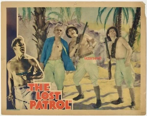 BORIS KARLOFF LOST PATROL LOBBY CARD VICTOR MCLAGLEN 1934 JOHN FORD - Picture 1 of 2