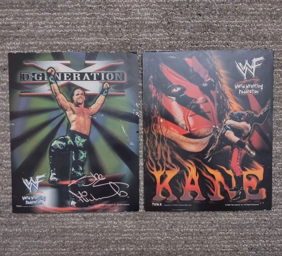 Juego de 2 fotos de lucha libre WWF vintage 8x10 Shawn Michaels Kane WWE Foto 1 de 4