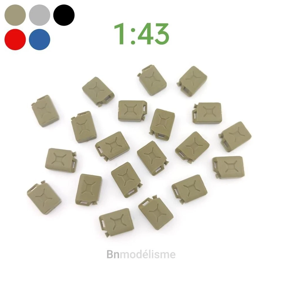 Lot 20 Jerricans 1/43, Bidons Carburant Décor Maquette Camion Diorama Militaire - Imagen 1 de 1