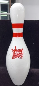 Happy Birthday Bowling Pin Red Stripe Full Size 15 Inch Bowler Gift AMF - Picture 1 of 5