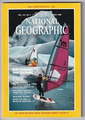 MARCH 1988 NATL GEOGRAPHIC - ANCHORAGE/CHINA BY RAIL/AMERICA/FALKLANDS/WILDLIFE - Image 1 of 2