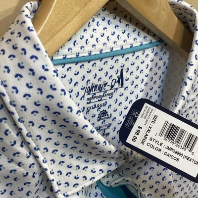 Johnnie O Performance Golf Polo Shirt White Geometric XXL Keaton Caicos NWT  A70 - Image 1 of 4