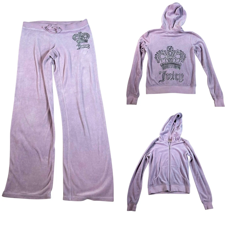 Vintage Juicy Couture Velour Tracksuit Set Hoodie M Pants Lilac Purple Small - Image 1 of 4