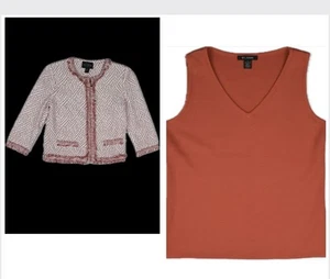 St. John Boutiqes Womens Fancy Woven 2 Piece Set Tank and Full Zip Jacket S Mint - Picture 1 of 7