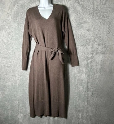 Rails Margot Sweater Dress Womens Small Latte Midi Soft Belted V Neck Minimalist - Image 1 of 4