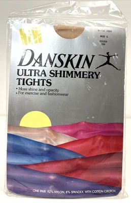 Medias Danskin Ultra Brillantes De Colección Años 80 Talla C Dorado Bronceado Hechas en EE. UU. NOS # 1331 Foto 1 de 4