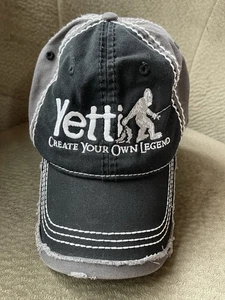 Yetti Distressed Create Your Own Legend Black/Gray Adjustable Cap Outdoor Fishin - Picture 1 of 8