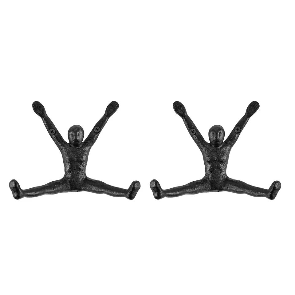 Danya B. Cast Iron Athlete Sculpture Decorative Wall Hook 2-Piece Set - Black - Image 1 of 1