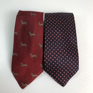 2 Stück J. Press Seidenkrawatten "The Burlington Knot" rot/blau Dackel & Paisley - Bild 1 von 9
