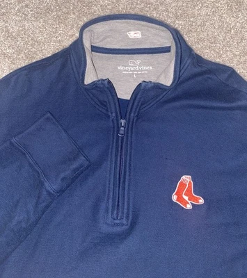 Vineyard Vines Boston Red Sox Hombres 1/4 Cremallera Pullover Chaqueta Grande Algodón Pima Foto 1 de 4