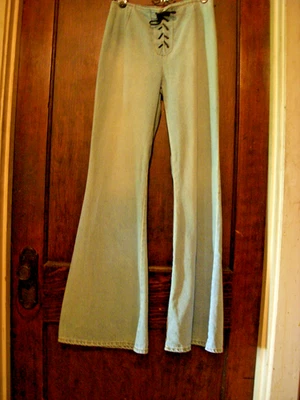 Vintage Denim Hip Hugger Bell Bottom Jeans For Contempo Casuals - Image 1 of 4