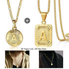 2Pcs Gold Plated Initial Letter Pendant Necklace 18" Figaro Link + 20" Box Chain