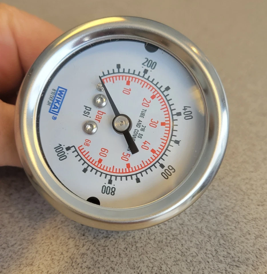 wika pressure gauge 52754608 1/4 center back mount 1000 psi - Image 1 of 1
