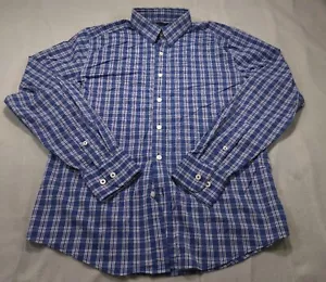 Untuckit Shirt Mens Medium Blue Plaid Amanti Dress Stretch Slim Fit Nylon - Picture 1 of 7