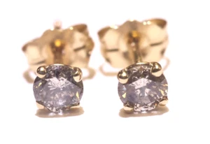 Nuevo oro amarillo 14k .41ct redondo I2 J-K Martini diamantes pendientes .5g Estate - Imagen 1 de 6