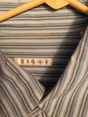 Sharp Looking Mens “Halogen” Blue Striped Long Sleeved Shirt In A Medium - Image 1 of 4