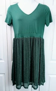 Zeagoo Party Dress Women's plus XL Green Glittery Fit n Flare Short Sleeves New - Picture 1 of 11