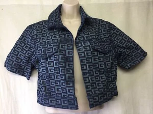 Guess Women's Short Sleeve Collared Cotton Blend Blue Jacket Size Small A12A - Picture 1 of 12