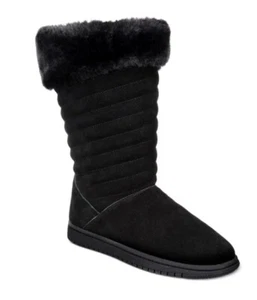 Style And Co Genuine Suede Uppers Novaa Black  Winter Boots Size 9 - Picture 1 of 8