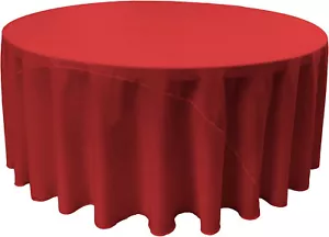 RED - 108" Round Polyester Poplin Washable Tablecloth, Table Cloth Dinning, - Picture 1 of 1