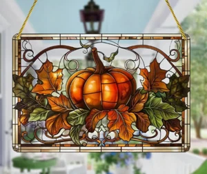SUNCATCHER-Pumpkin - Acrylic Stained-Glass Effect Window Hanging - Picture 1 of 5