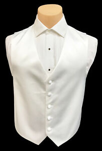 Men's Joseph & Feiss White Satin Tuxedo Vest Fullback Mason Wedding Medium