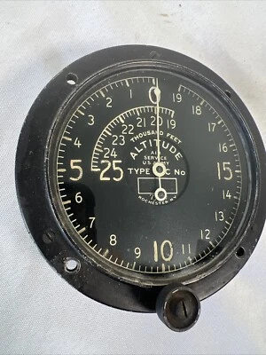 WW1 EE. UU. Ejército Servicio Aéreo Cuerpo Altímetro Medidor de Altitud Instrumento Tyco Tipo C Foto 1 de 4