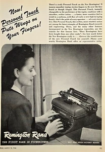 1946 VINTAGE PRINT AD - REMINGTON RAND TYPEWRITER AD - BUY & HOLD VICTORY BONDS - Picture 1 of 1