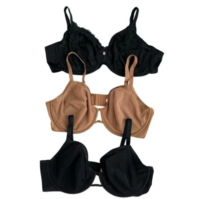 Conjunto de 3 sujetadores con aros ligeros negros, beige para mujer Auden talla 46DDD Foto 1 de 4