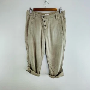 Claire Sz 8 Khaki Tencel Cropped Pants Designer - Picture 1 of 12