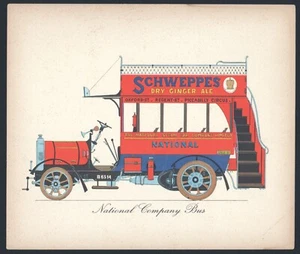 Schweppes Old Advertisement Vintage Poster, National General Bus 1920's - Picture 1 of 2