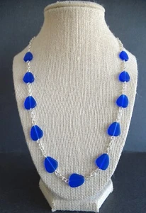 KOBALTBLAU Zucht Meer Glas Strand Glas Schmuck Halsband bis 24" Halskette - Bild 1 von 6