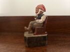 Vintage Folk Art Nicely Carved Figure Miniature Man In Chair, Possibly Signed