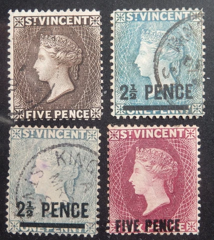 St. Vincent Scott # 50, 56, 56a, 59, Group of 4, Used Cover