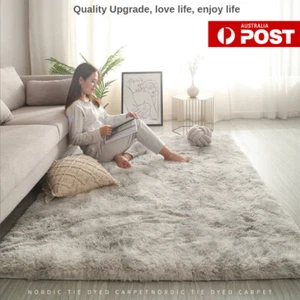 Tie-dye Fluffy Large Rug Soft Shaggy Mat Living Room Carpet Bedroom Pad Non Slip - Picture 1 of 27