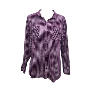 Eddie Bauer Flanellhemd Damen XXL lila-weiß kariert Button-Down Freizeit " - Bild 1 von 7